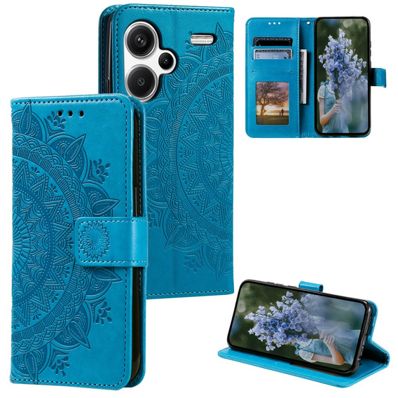 Откидной чехол для Xiaomi Redmi Note 13 Pro+, Mandala, синий
