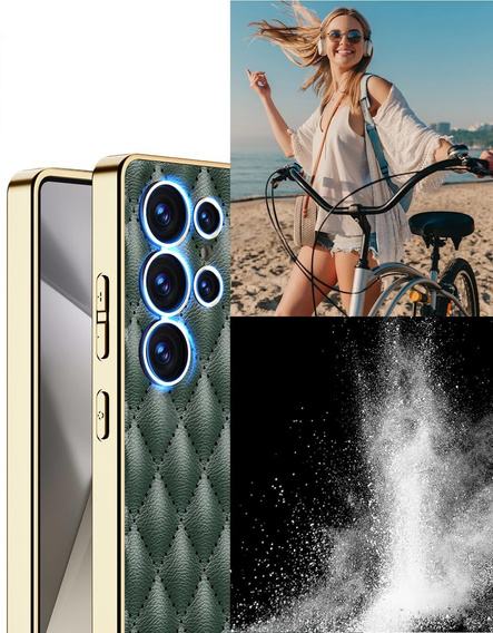 Чохол для Samsung Galaxy S25 Ultra, Leather Rhombus, зелений