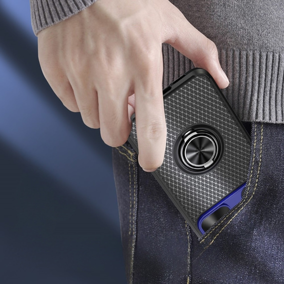 Чехол до Samsung Galaxy S23, Camera Slide Ring, черный / синий