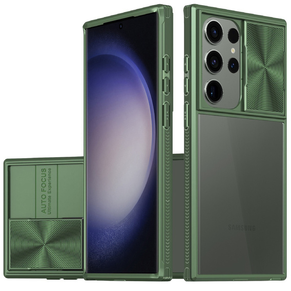 Чехол до Samsung Galaxy S23 Ultra, Slide Camera, зелёный
