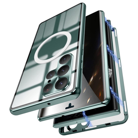 Магнітний чохол Dual Glass MagSafe для Samsung Galaxy S22 Ultra, зелений