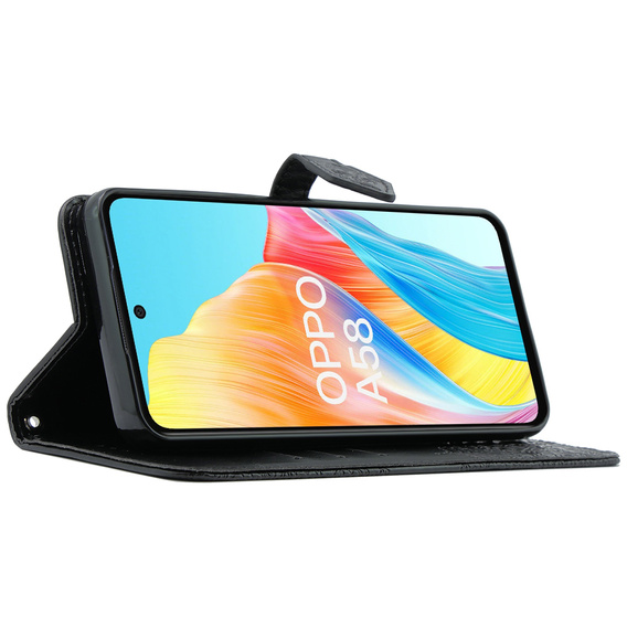 Чохол-книжка для Oppo A58 4G, Mandala, чорний