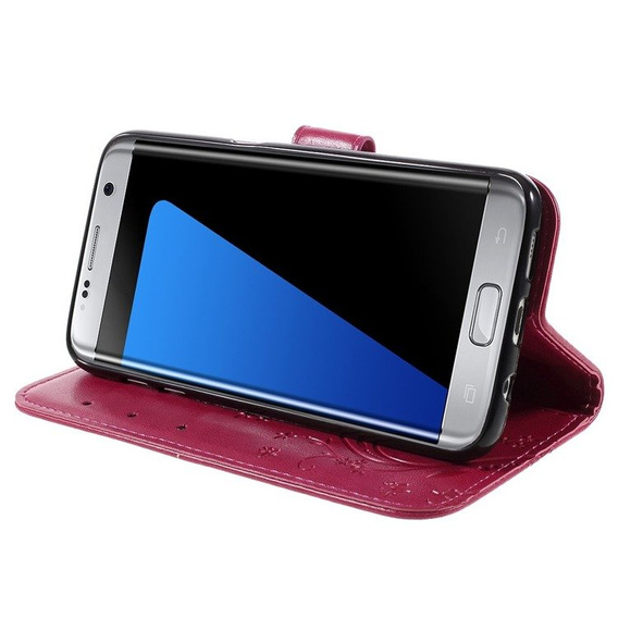 Откидной чехол для Samsung Galaxy S7 Edge, Butterfly, розовый