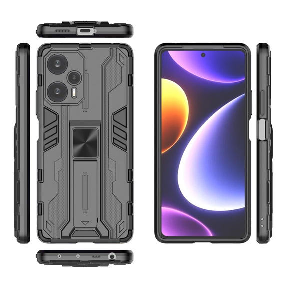 Чехол до Xiaomi Poco F5, Military kickstand, чёрный