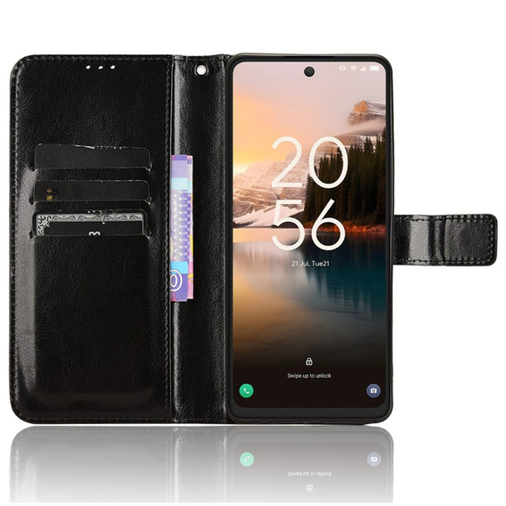 Откидной чехол для TCL 40 NxtPaper, Crazy Horse Wallet, чёрный