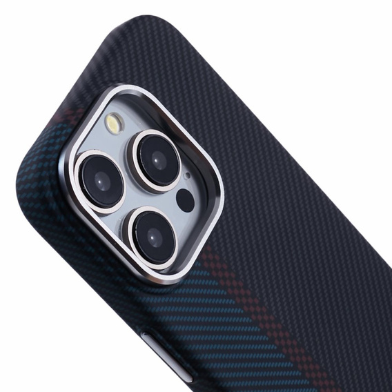 Чехол для iPhone 13 Pro Max, Carbon Fiber MagSafe, черный / синий