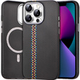 Чехол для iPhone 13, Carbon Fiber MagSafe, чёрный