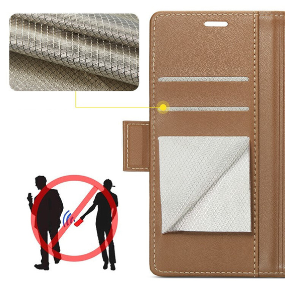 Чохол для Xiaomi 14T, ERBORD Glossy Litchi, гаманець з клапаном, коричневий