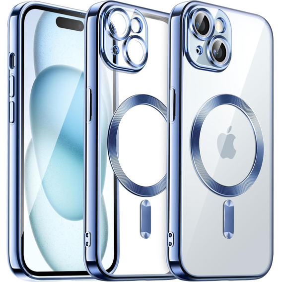 Чохол для iPhone 15, Electro MagSafe, м'яти + Скло на екран