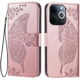 Чохол-книжка для Realme Note 70T 4G, Butterfly, рожевий rose gold