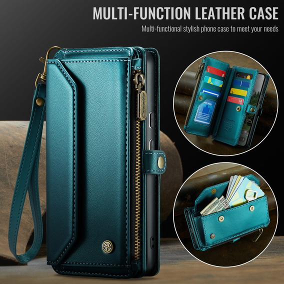 Чохол CASEME для Samsung Galaxy A56 5G, RFID Leather Wallet з плечовим ременем, зелений