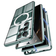Магнітний чохол Dual Glass MagSafe для Samsung Galaxy S22 Ultra, зелений