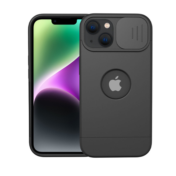 Чохол ERBORD MagSafe Cam Slider, чорний + скло для екрану для iPhone 13 / iPhone 14