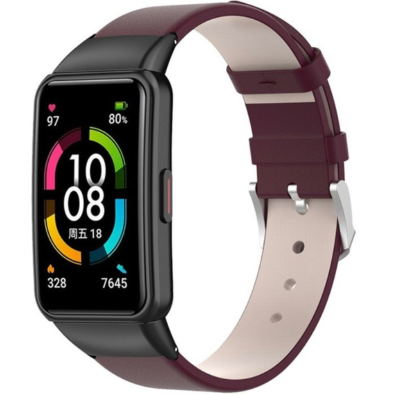 Шкіряний ремінець для годинника Huawei Band 6, Dark Red