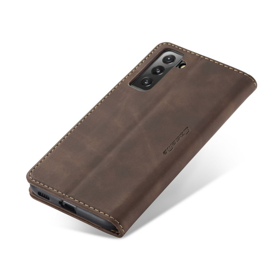 Чехол CASEME для Samsung Galaxy S21 FE, Leather Wallet Case, кофе