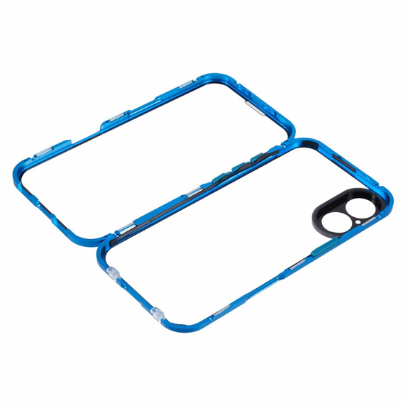 Чехол для iPhone 16, Magnetic Dual Glass, синий
