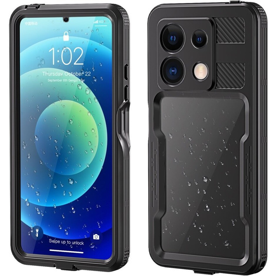 Водонепроницаемый чехол IP68 для Xiaomi Redmi Note 13 5G, Redpepper, чёрный