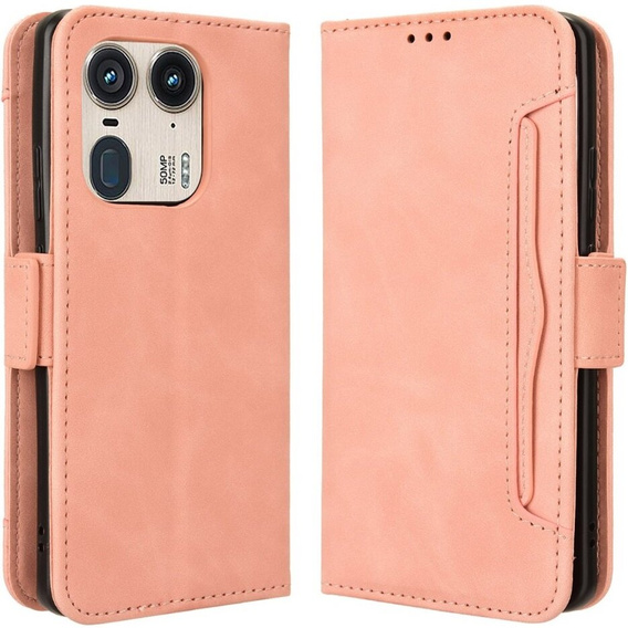 Откидной чехол для Motorola Edge 50 Ultra, Card Slot, розовый