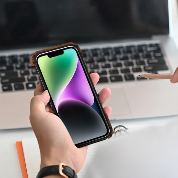 Чехол R-JUST для iPhone 14 Plus, Alu Wood Bumper, черный