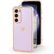 Чехол для Samsung Galaxy S23, Electro heart, фиолетовый + полное клеевое керамическое стекло