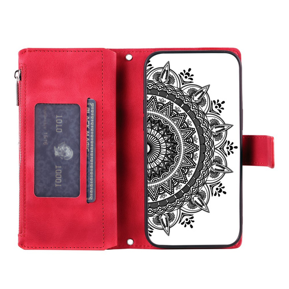 Чохол-книжка для Xiaomi Redmi Note 13 Pro 4G / Xiaomi Redmi Note 14S / Xiaomi Poco M6 Pro 4G, Mandala, червоний