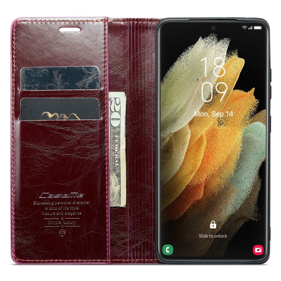 Флип-кейс CASEME для Samsung Galaxy S21 Ultra 5G, Waxy Textured, красный