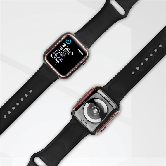 2в1 чехол и защитное стекло для часов Apple Watch 7/8 45mm - Black / Gold