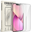 2x Загартоване скло для iPhone 13 Mini, ERBORD 9H Hard Glass на екрані
