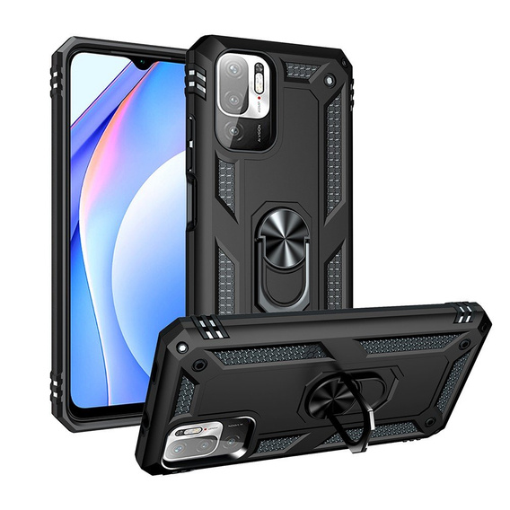 Бронированный Чехол до Xiaomi Redmi Note 10 5G, Nox Case Ring, чёрный