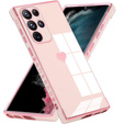 Чехол для Samsung Galaxy S23 Ultra, Electro heart, розовый rose gold + полное клеевое керамическое стекло