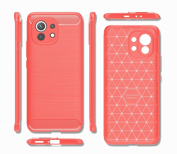 Чехол до Xiaomi Mi 11, Carbon, красный