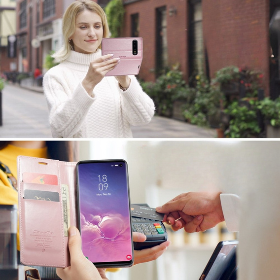Флип-кейс CASEME для Samsung Galaxy S10+ Plus, Waxy Textured, розовый