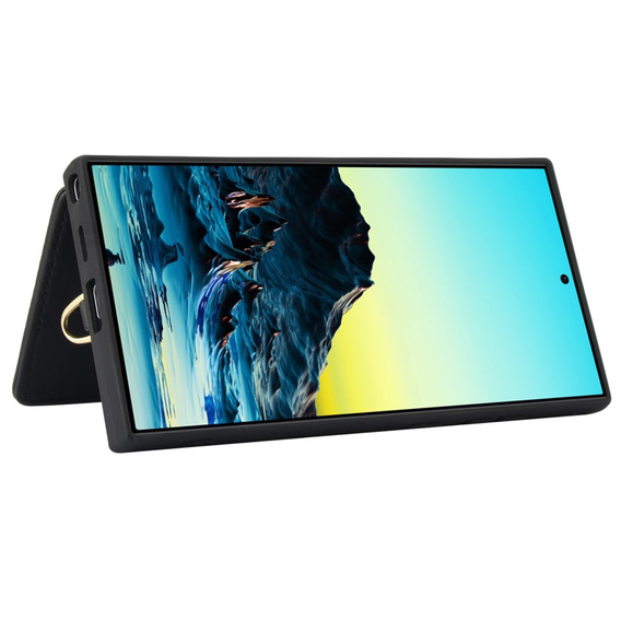 Чохол для Samsung Galaxy S25 Ultra, Leather Flower Card Slot, чорний