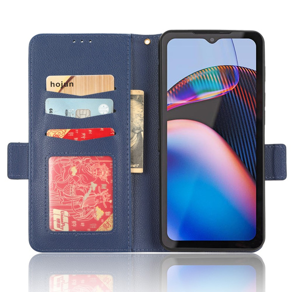 Откидной чехол для Cat S75 5G, Wallet Litchi Magnet, темно-синий