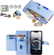 Откидной чехол для iPhone 16E, Wallet Zipper Pocket, синий
