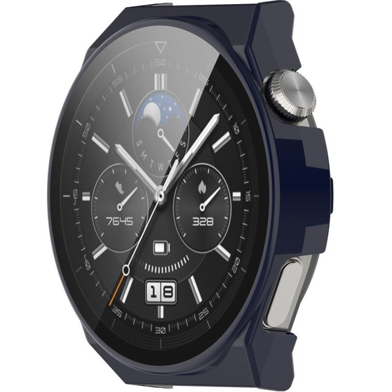 Силиконовый футляр со встроенным защитным стеклом до Huawei Watch GT 3 Pro 46mm, Dark Blue