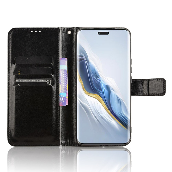 Откидной чехол для Honor Magic 6 Pro 5G, Crazy Horse Wallet, чёрный