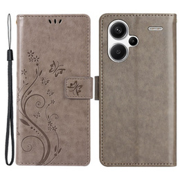 Откидной чехол для Xiaomi Redmi Note 13 Pro+, Butterfly, серый