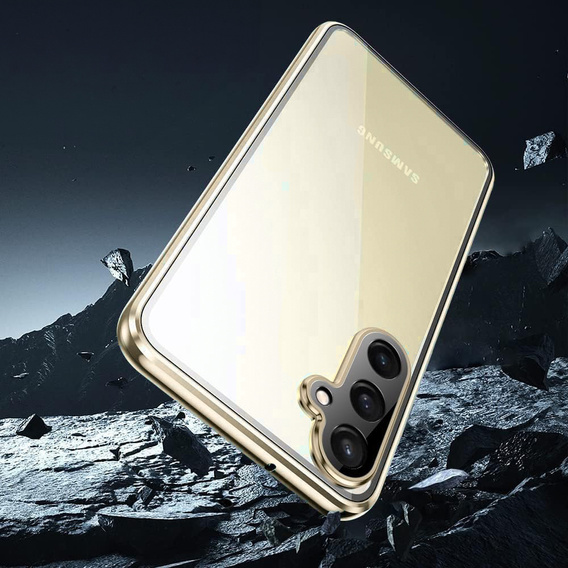 Чохол для Samsung Galaxy S24 FE, Magnetic Dual Glass, золотий