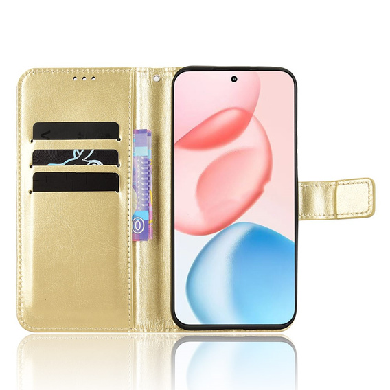 Футляр з клапаном для Honor 400 5G, Crazy Horse Wallet, золотий