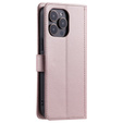 чехол-крышка для iPhone 16 Pro Max, Rhombus Crossbody Leather, розовый rose gold