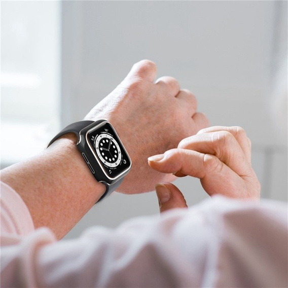 2в1 чехол и защитное стекло для часов Apple Watch 7/8 45mm - Black / Silver