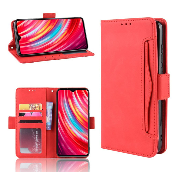 Откидной чехол для Xiaomi Redmi Note 8 Pro, Card Slot, красный
