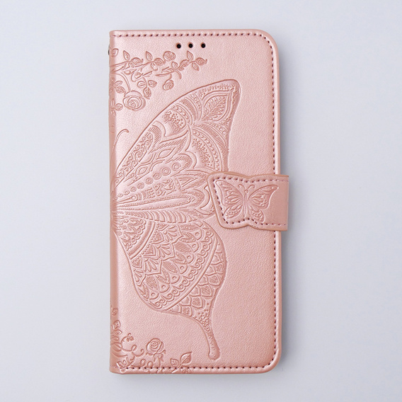 Откидной чехол для Xiaomi 13T / 13T Pro, Butterfly, розовый rose gold