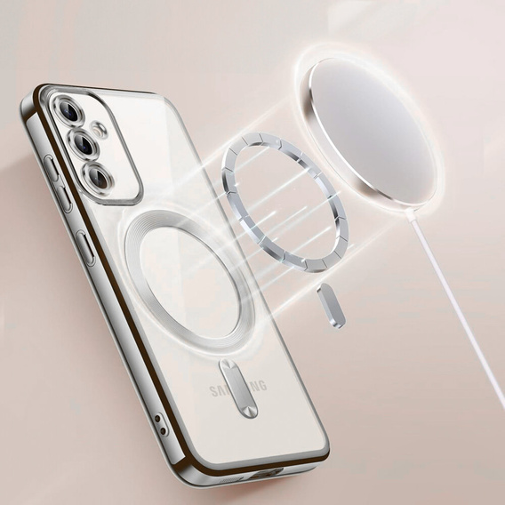 Чохол для Samsung Galaxy S23, Electro MagSafe, сріблястий + Скло на екран