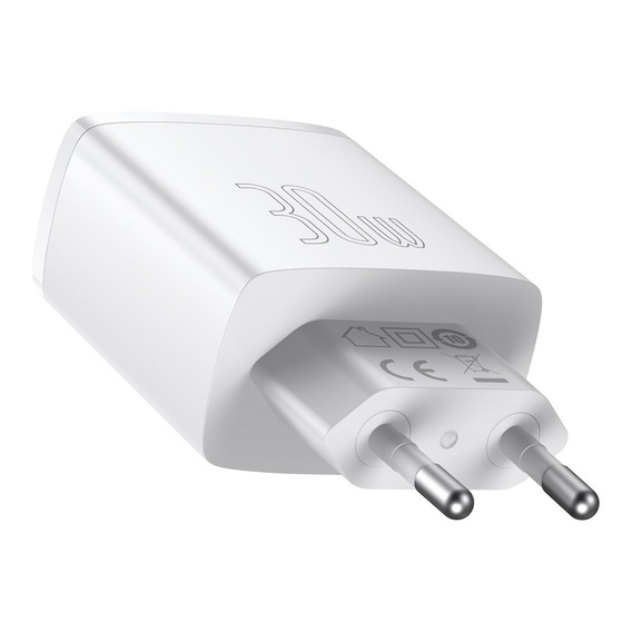 Зарядное устройство BASEUS 2xUSB + USB Type-C, 30W- White