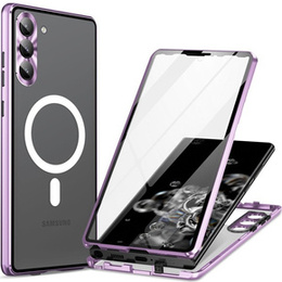 Магнітний чохол Dual Glass MagSafe для Samsung Galaxy S23+ Plus, фіолетовий