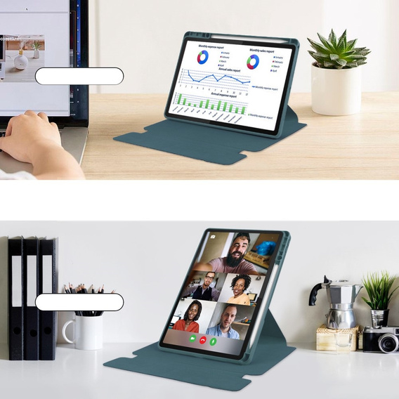 Чехол клавиатура для Lenovo Tab M11, Rotary 360° Leather, тёмно-зелёный