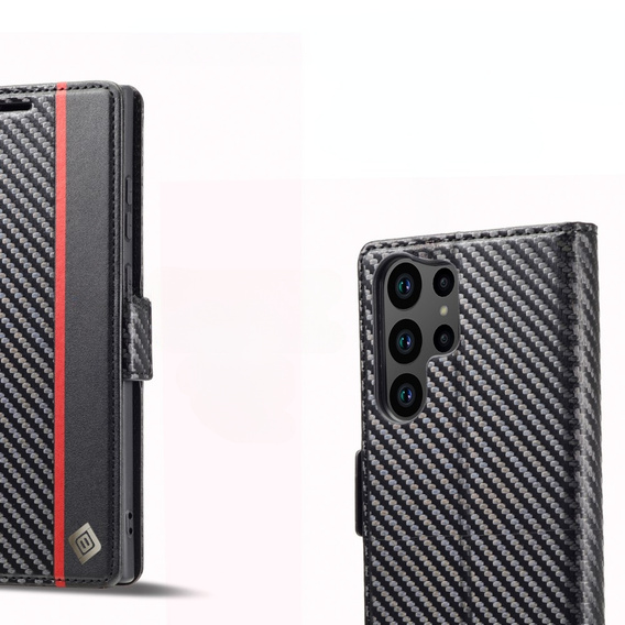 Откидной чехол для Samsung Galaxy S24 Ultra, Carbon LC.IMEEKE, чёрный