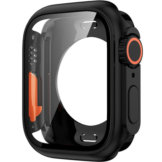 2в1 чохол та захисне скло для годинника Apple Watch 7/8 41MM, Black/Orange